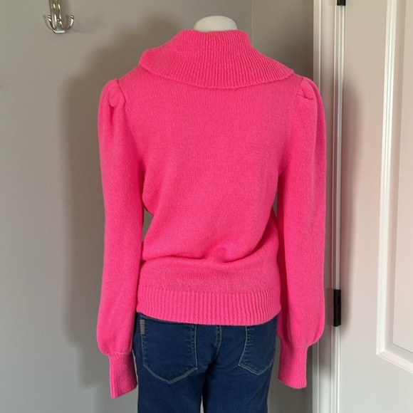 Lilly Pulitzer COURTLAND SWEATER Pink Topaz Puff Sleeve Cowl Neck Sz S - Picture 5 of 13